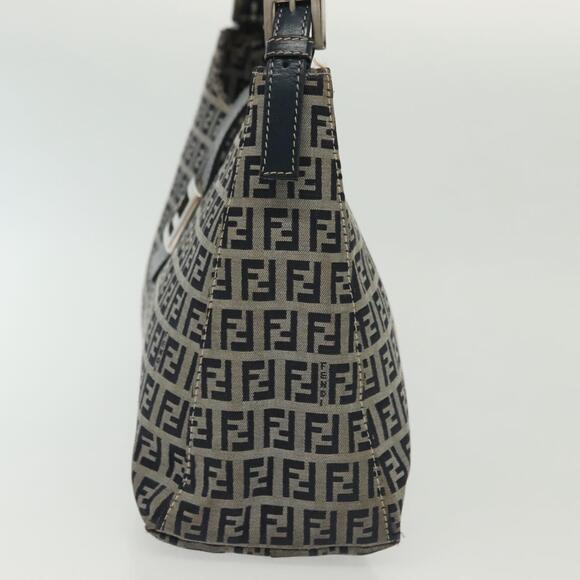 FENDI Zucchino Canvas Mamma Baguette Shoulder Bag Navy Silver - Picture 5 of 14